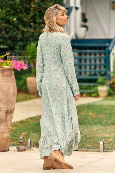 Jaase Gemini Mint Paisley Maxi Dress