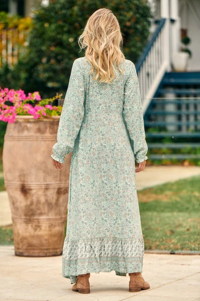 Jaase Gemini Mint Paisley Maxi Dress