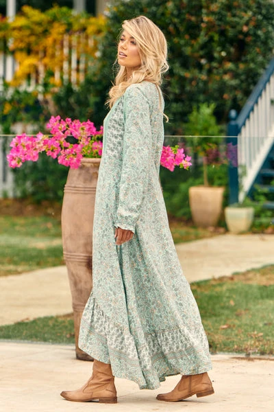 Jaase Gemini Mint Paisley Maxi Dress