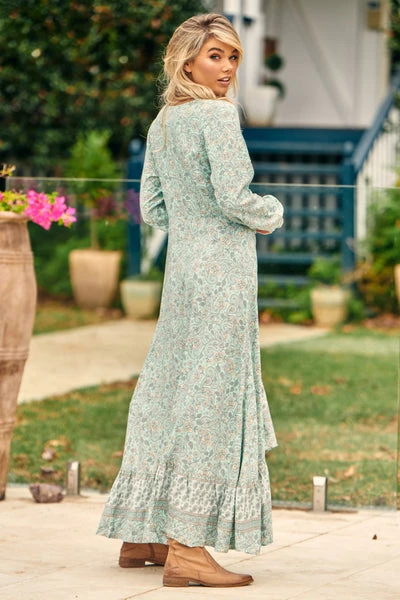 Jaase Gemini Mint Paisley Maxi Dress