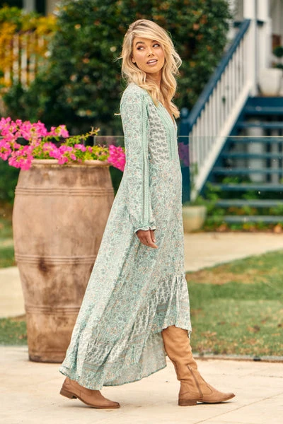 Jaase Gemini Mint Paisley Maxi Dress
