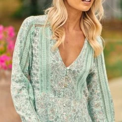 Jaase Gemini Mint Paisley Maxi Dress